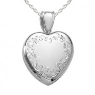 14k White Gold Premium Floral Heart Locket - Brooke