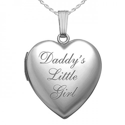 Sterling Silver Daddy's Little Girl Heart Photo Locket
